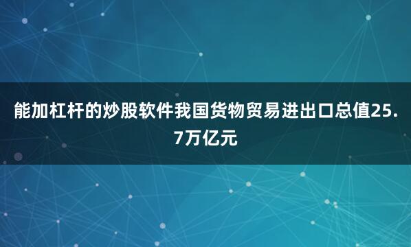 能加杠杆的炒股软件我国货物贸易进出口总值25.7万亿元