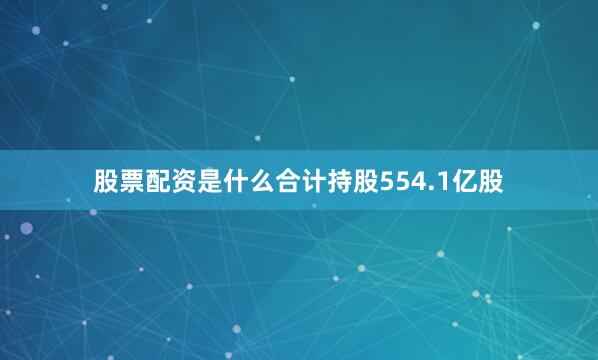 股票配资是什么合计持股554.1亿股